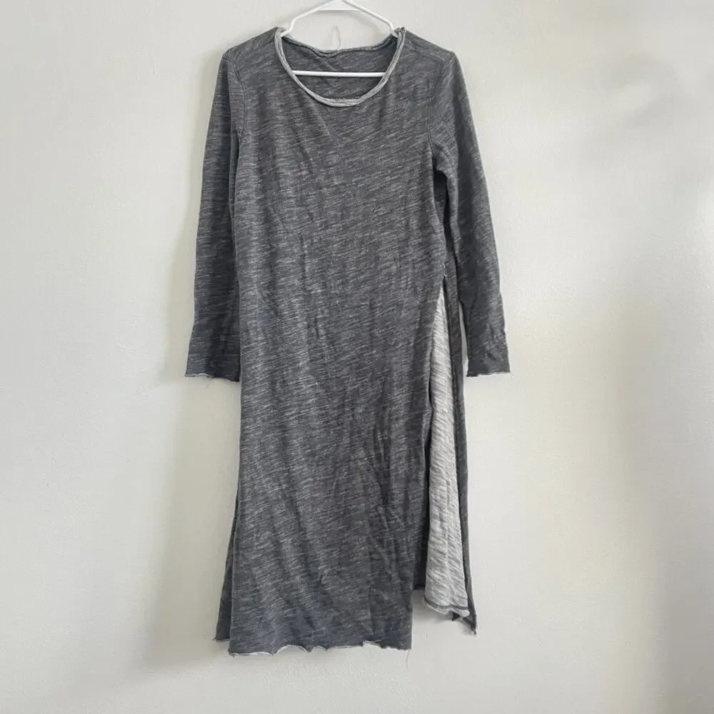 Free‎ People Top Women Charcoal To The Max Long Tunic Side Slit Boho Lagenlook